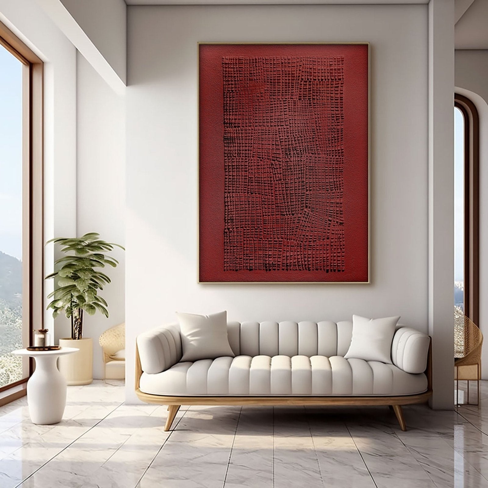 Wabi Sabi Painting "Woven Red“