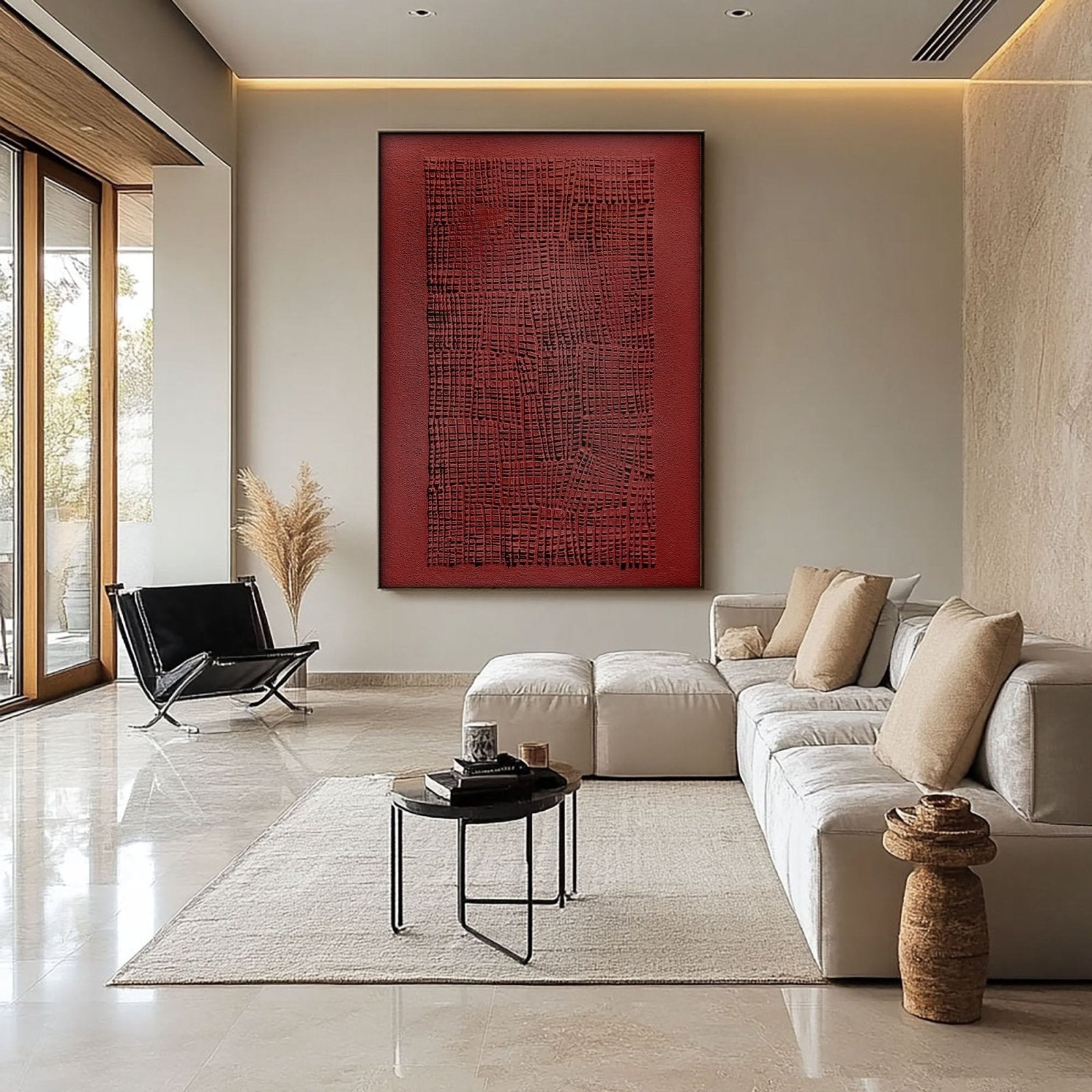 Wabi Sabi Painting "Woven Red“