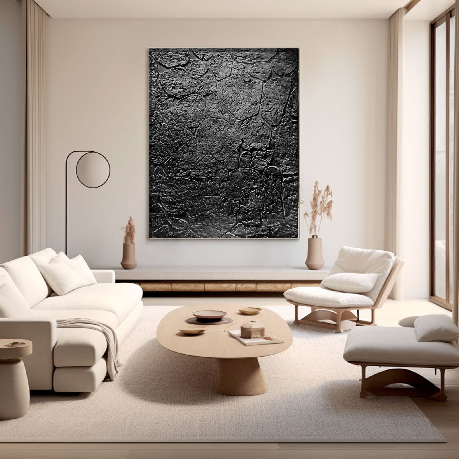 Wabi Sabi Painting "Zwarte Steen“