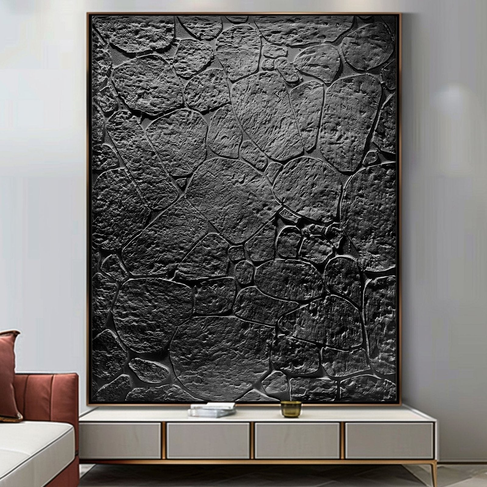 Wabi Sabi Painting "Zwarte Steen“
