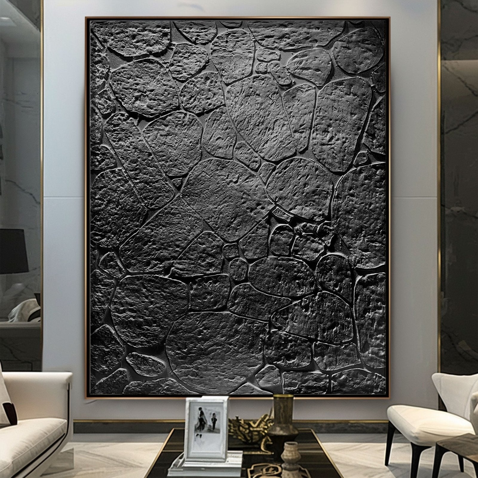 Wabi Sabi Painting "Zwarte Steen“