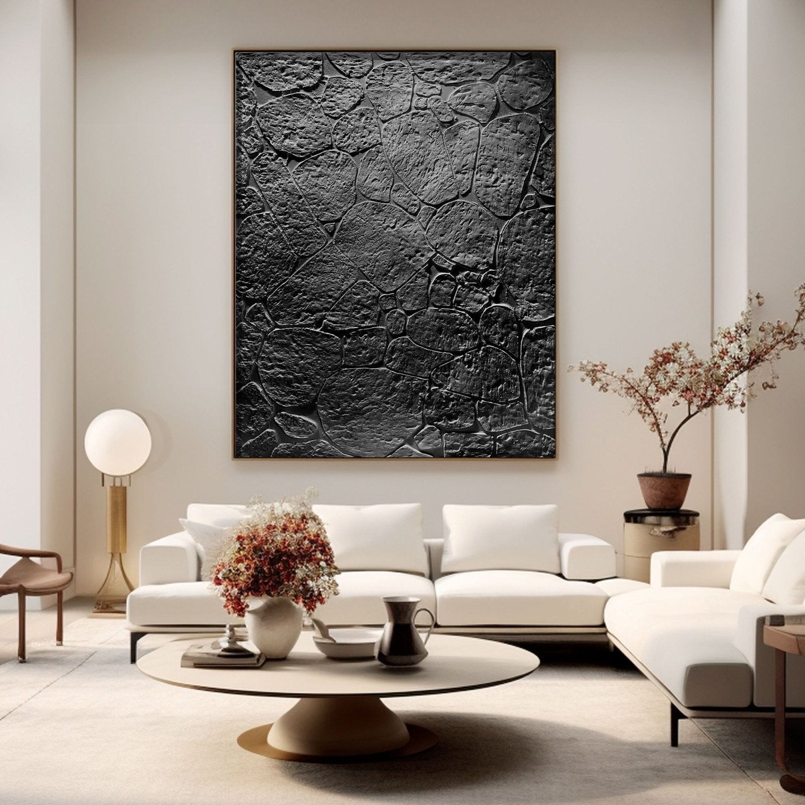 Wabi Sabi Painting "Zwarte Steen“